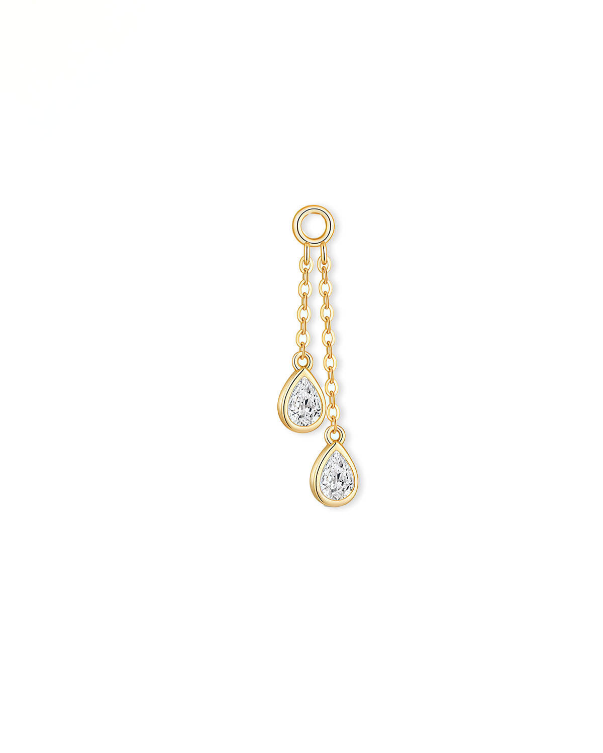 Diamond Earrings Charm | 14K Gold Pear Diamond Drop Charm