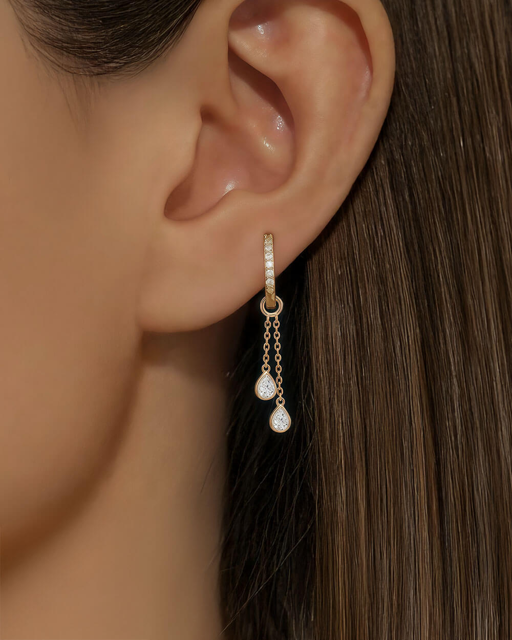 Aurelle Swing– Pear Diamond Earrings Charm