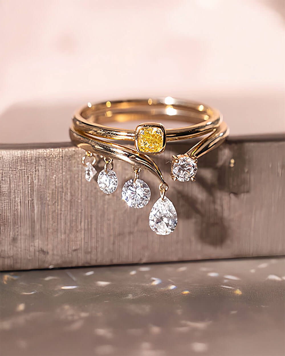 Liora Drift – Open Pear & Round Diamond Ring