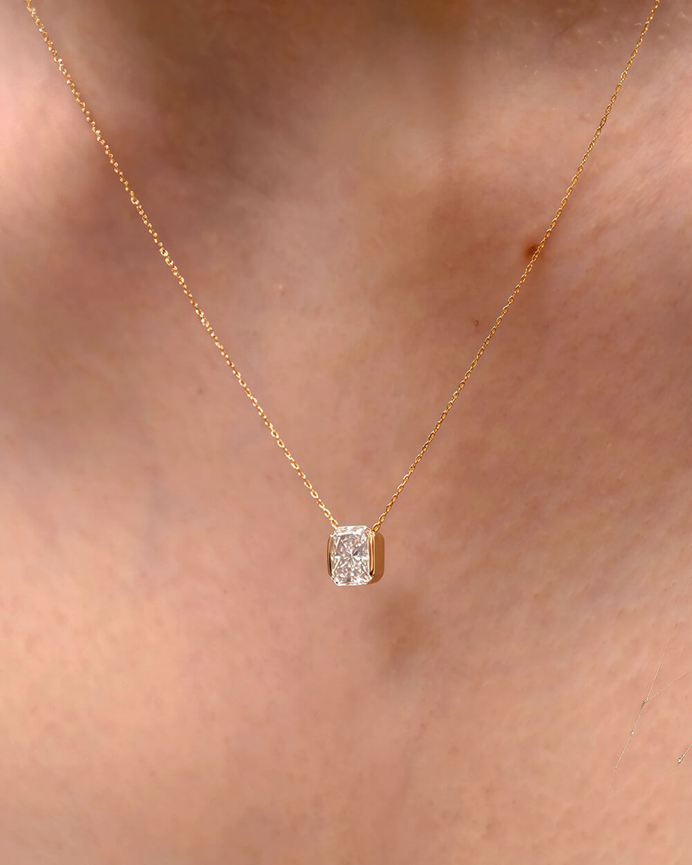 Aurea Prism – Radiant Diamond Pendant Necklace