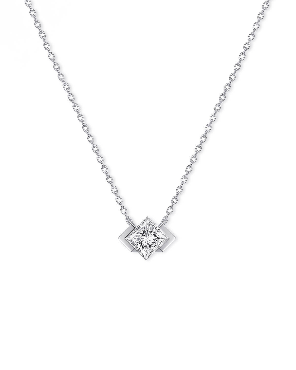 Aurex Frame – Princess Cut Solitaire Diamond Necklace