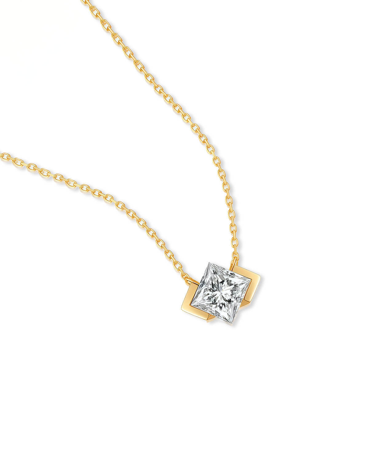 Aurex Frame – Princess Cut Solitaire Diamond Necklace