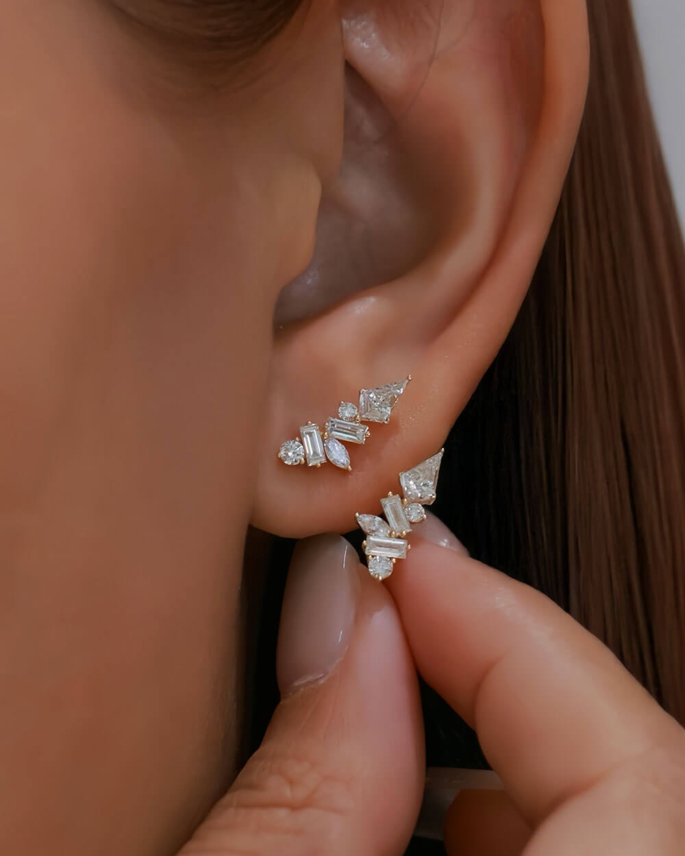 Lumi Cluster – Multi-Cut Stud Diamond Earrings