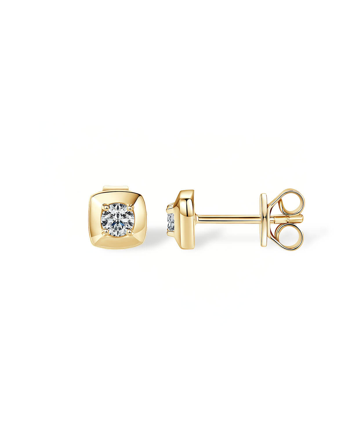 Aurora Square - Single Diamond Stud Earrings