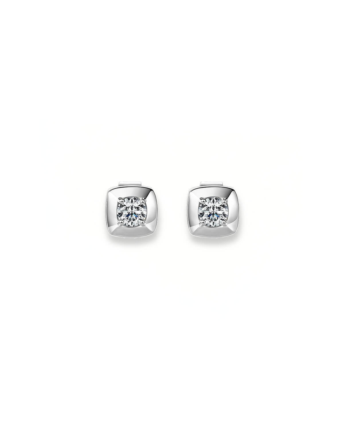 Aurora Square - Single Diamond Stud Earrings