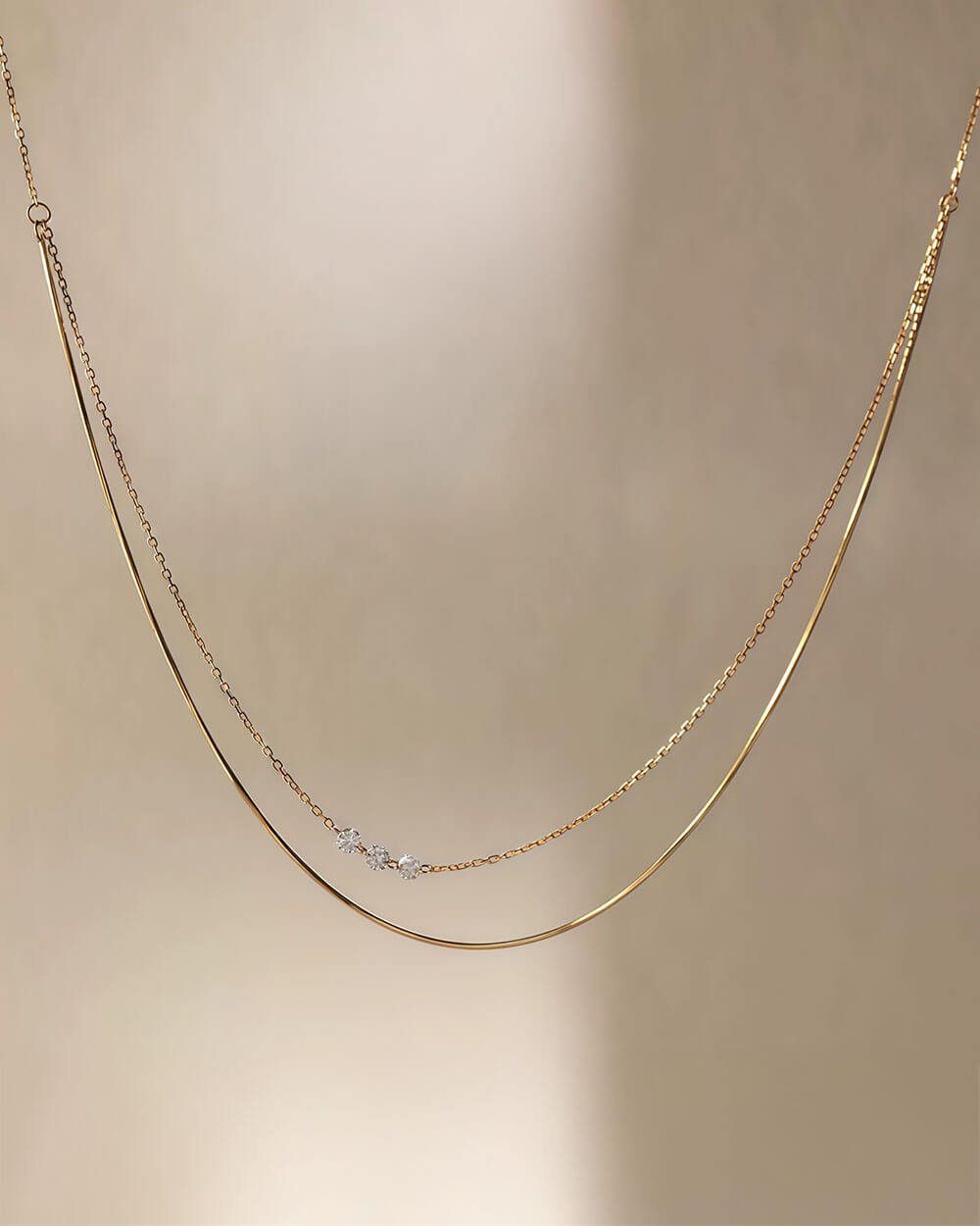 Astra Beam – Triple Diamond Layered Necklace