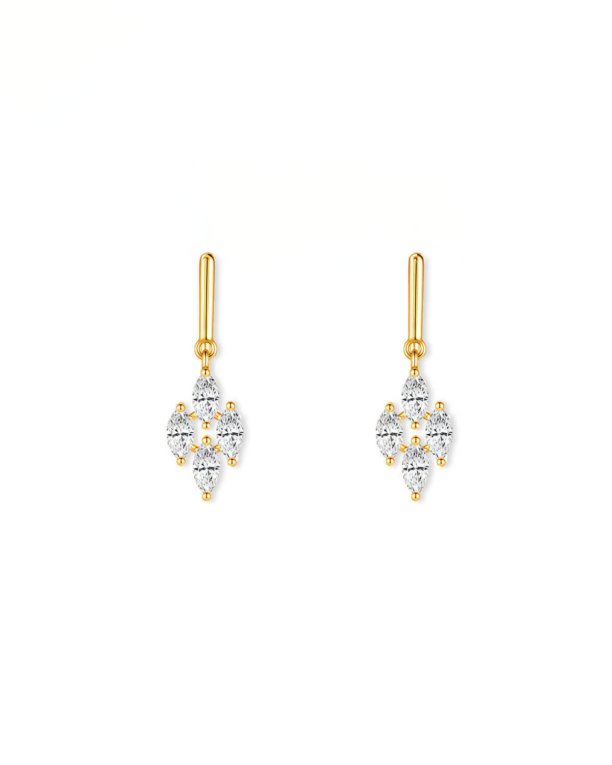 Dangle Diamond Earrings | 14K Gold Marquise Rhombus Drop Earrings