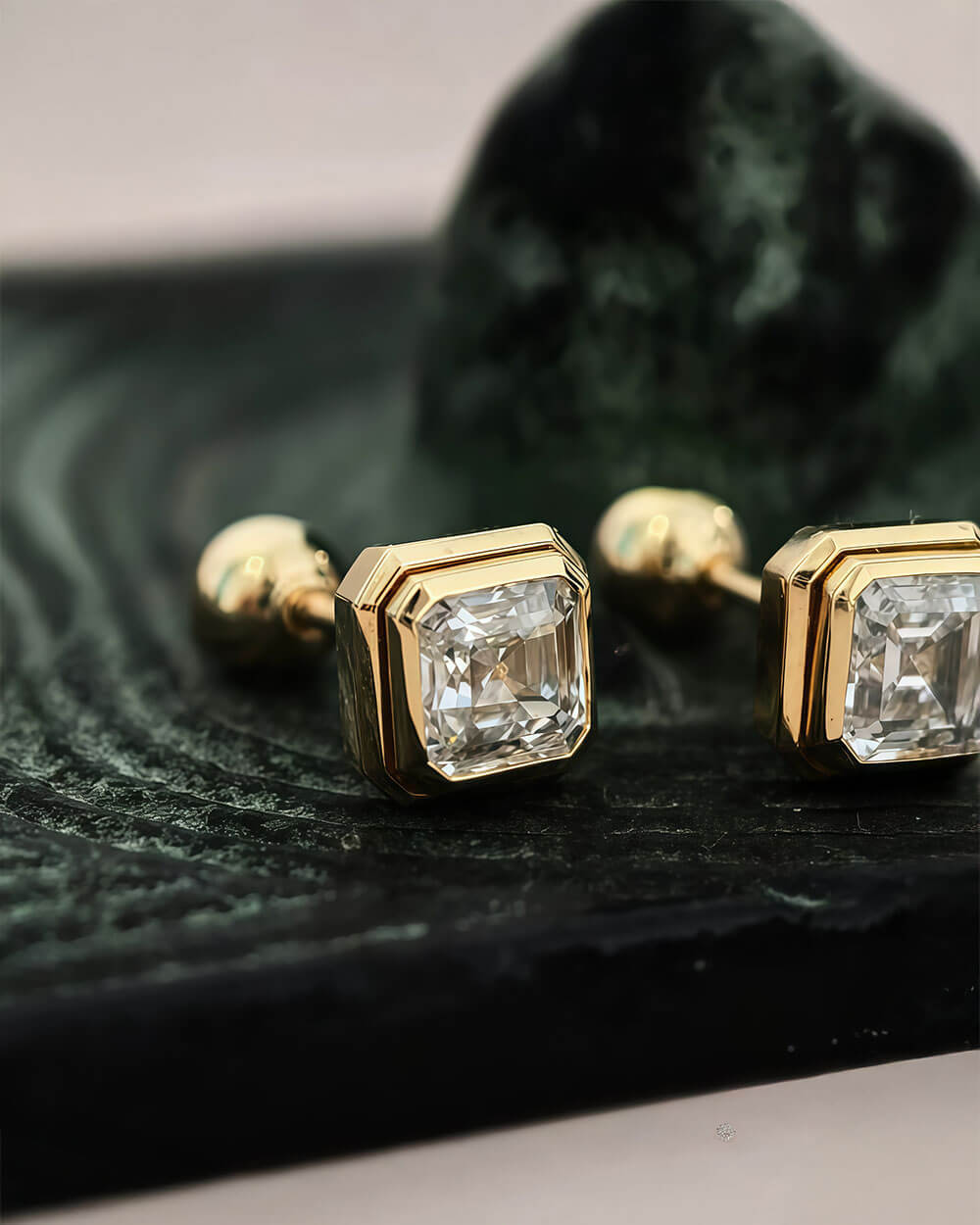 Clear Edge – Asscher Cut Diamond Stud Earrings