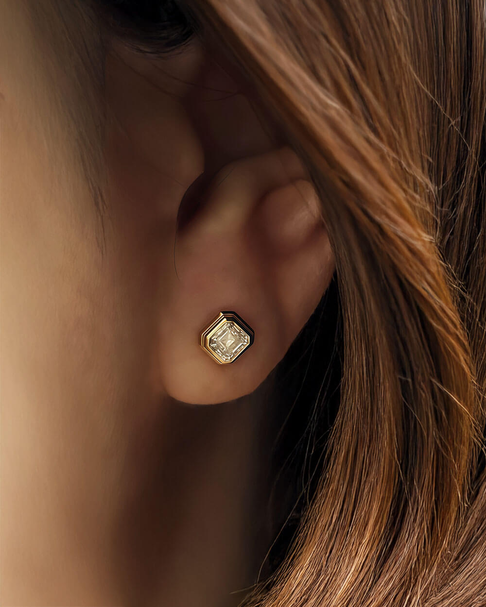 Clear Edge – Asscher Cut Diamond Stud Earrings