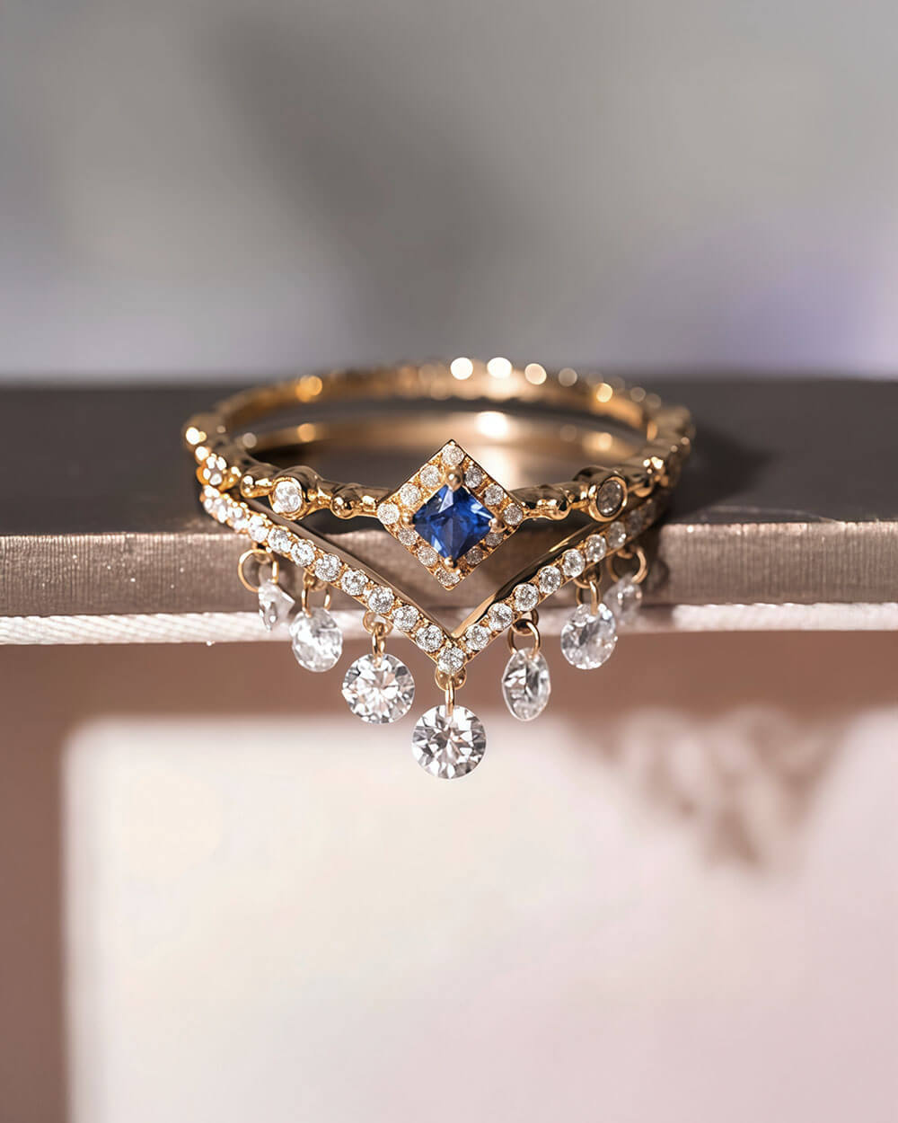 Nova Vee – Drilled Round Diamond Stacking Ring