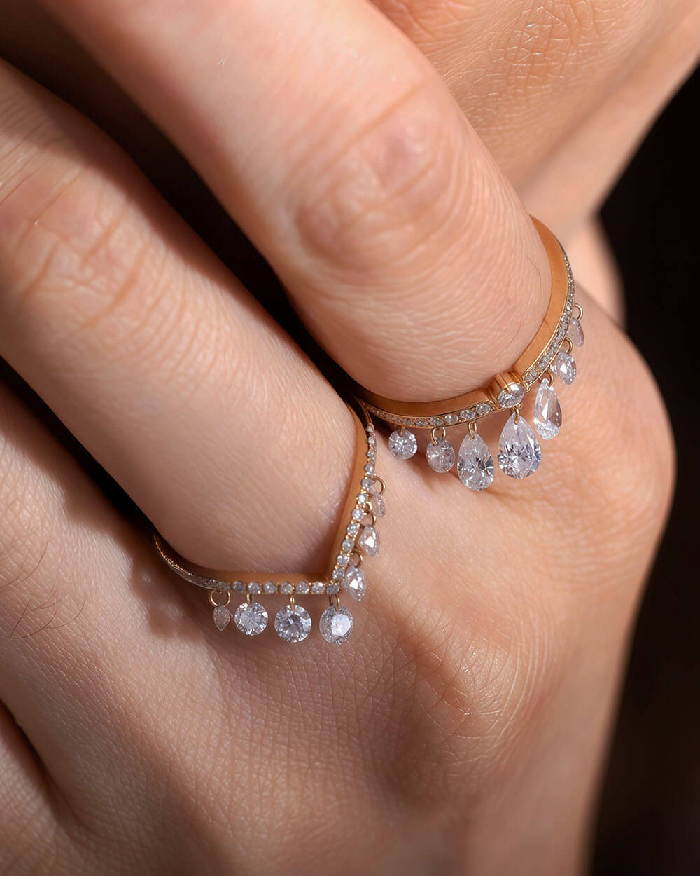 Nova Vee – Drilled Round Diamond Stacking Ring