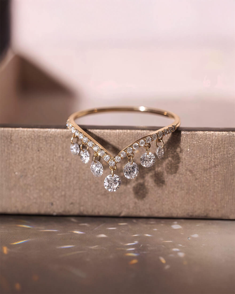 Nova Vee – Drilled Round Diamond Stacking Ring