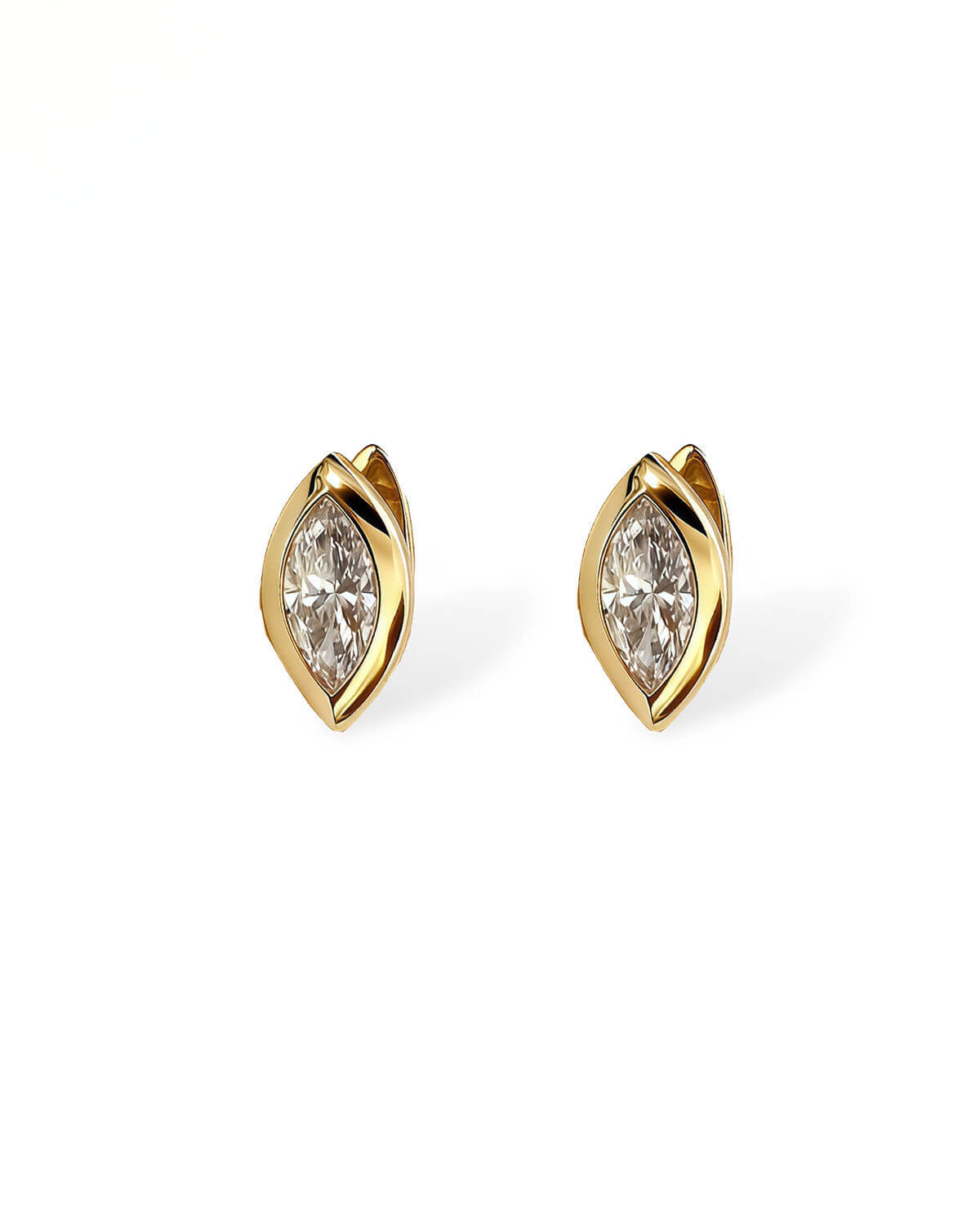 Aurel Arc – Bezel Set Marquise Diamond Huggie Earrings