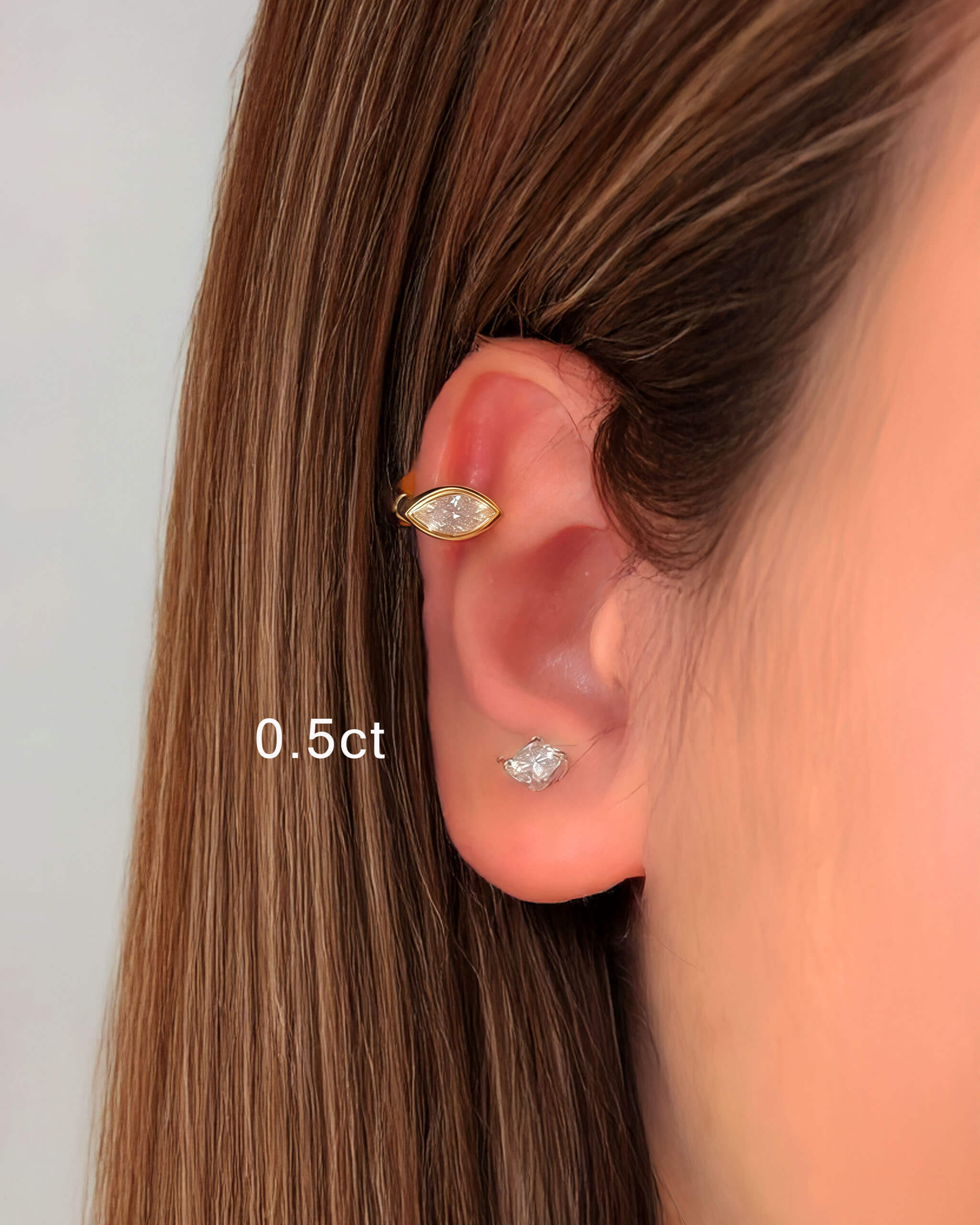 Aurel Arc – Bezel Set Marquise Diamond Huggie Earrings