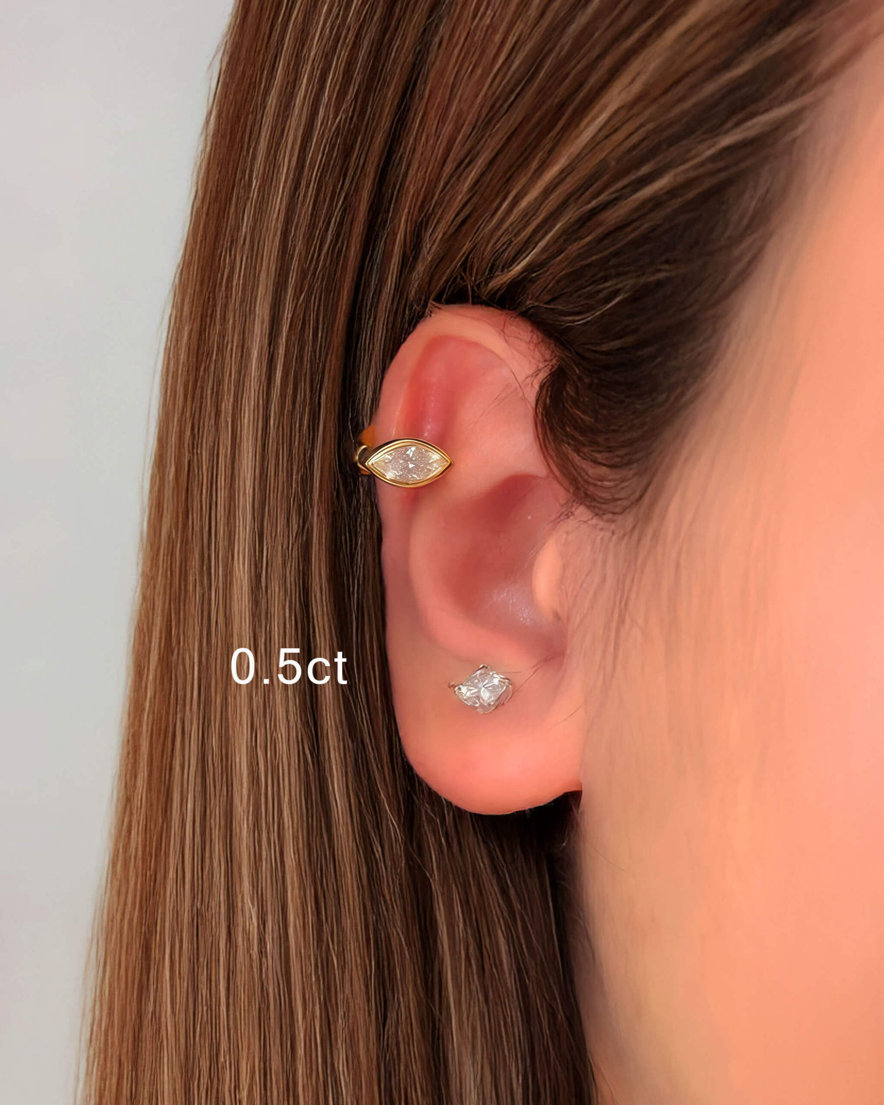 Aurel Arc – Bezel Set Marquise Diamond Huggie Earrings