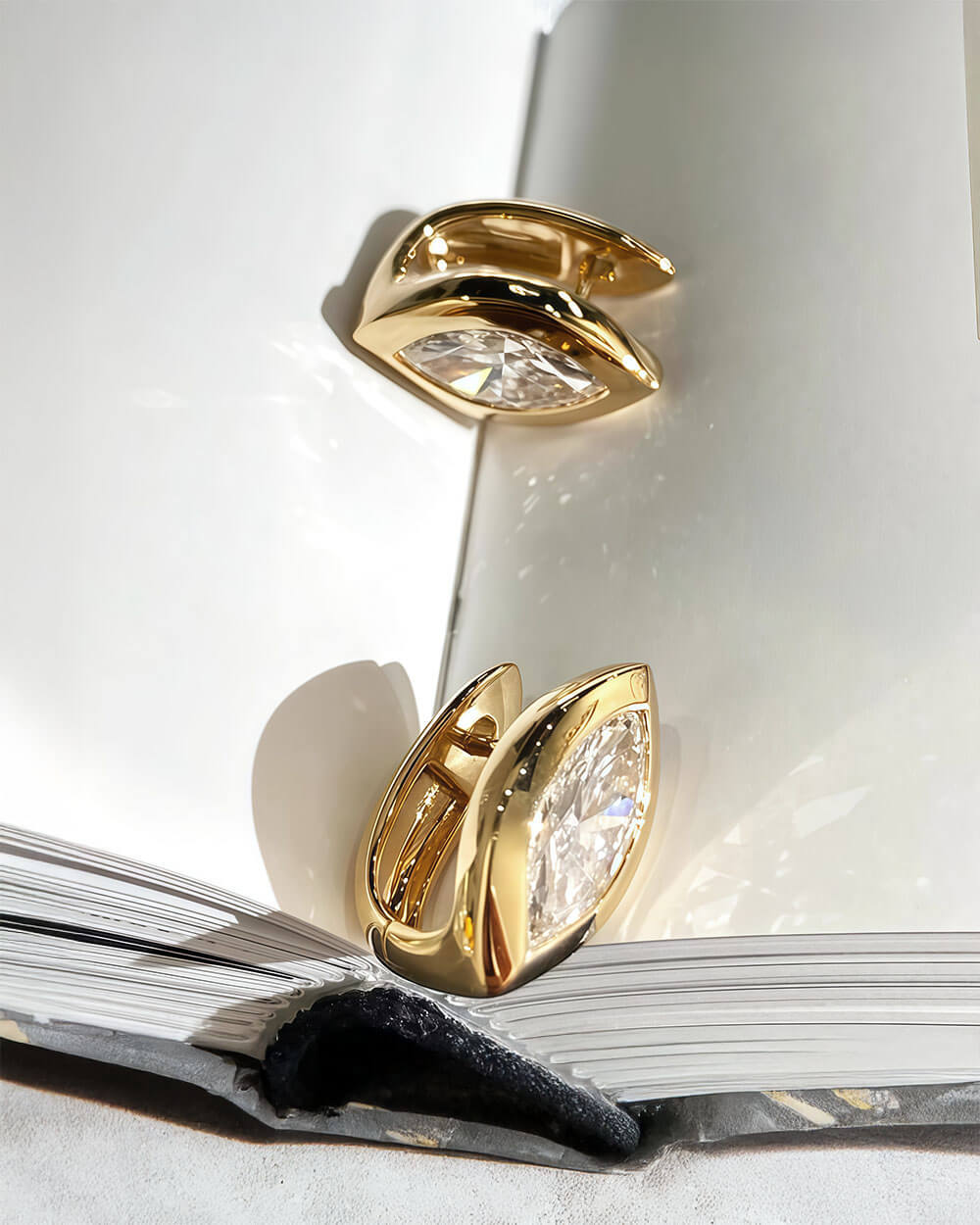 Aurel Arc – Bezel Set Marquise Diamond Huggie Earrings