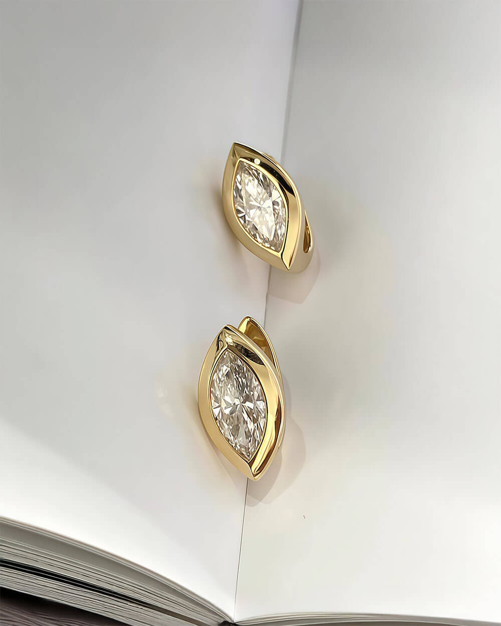 Aurel Arc – Bezel Set Marquise Diamond Huggie Earrings