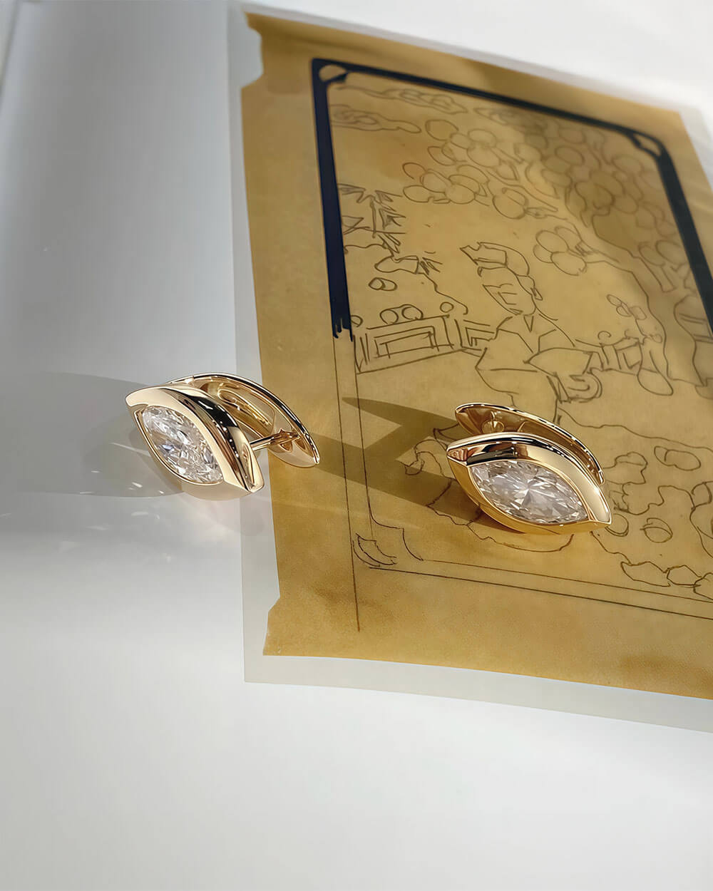 Aurel Arc – Bezel Set Marquise Diamond Huggie Earrings