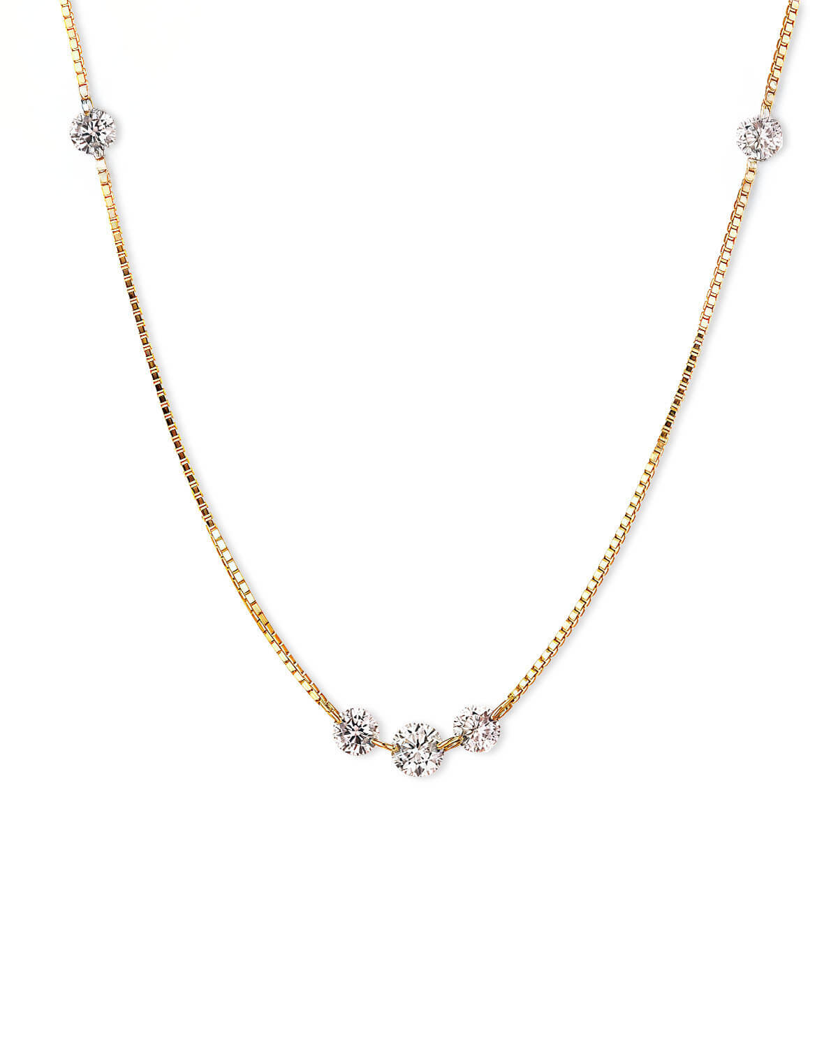 Solara Trio – Drilled Diamond Box Chain Necklace