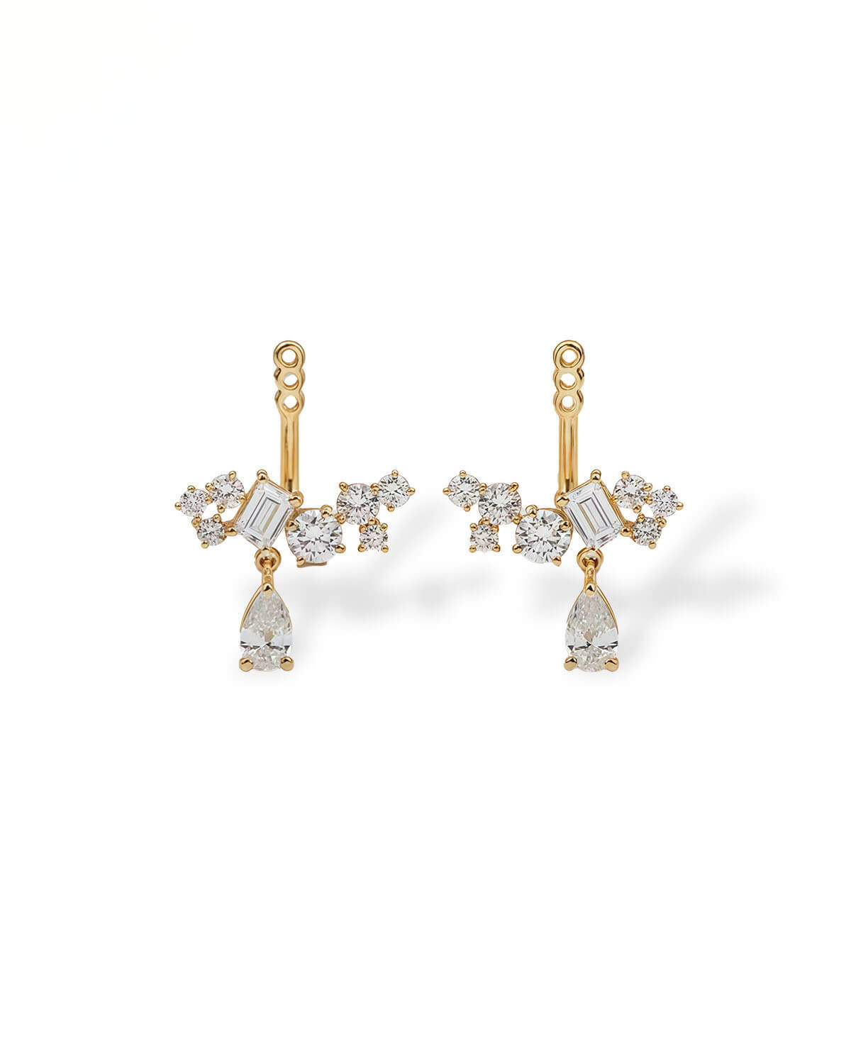 Dangle Diamond Earrings | 14K Gold Multi Shape Drop Earring Charms