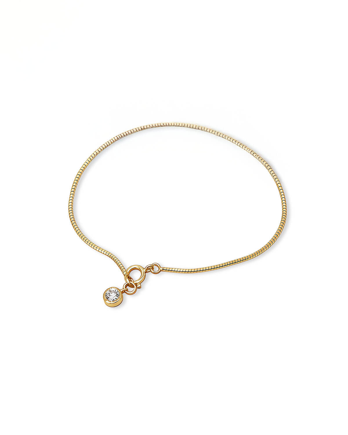 Gold Diamond Bracelet | 14K Bezel-Set Lab Diamond Snake Chain Bracelet