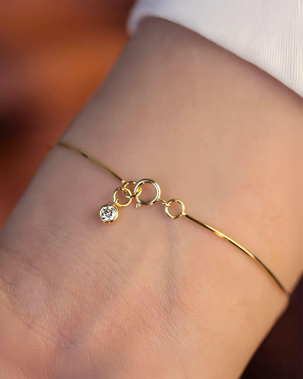 Serein Line – Bezel Diamond Snake Chain Bracelet