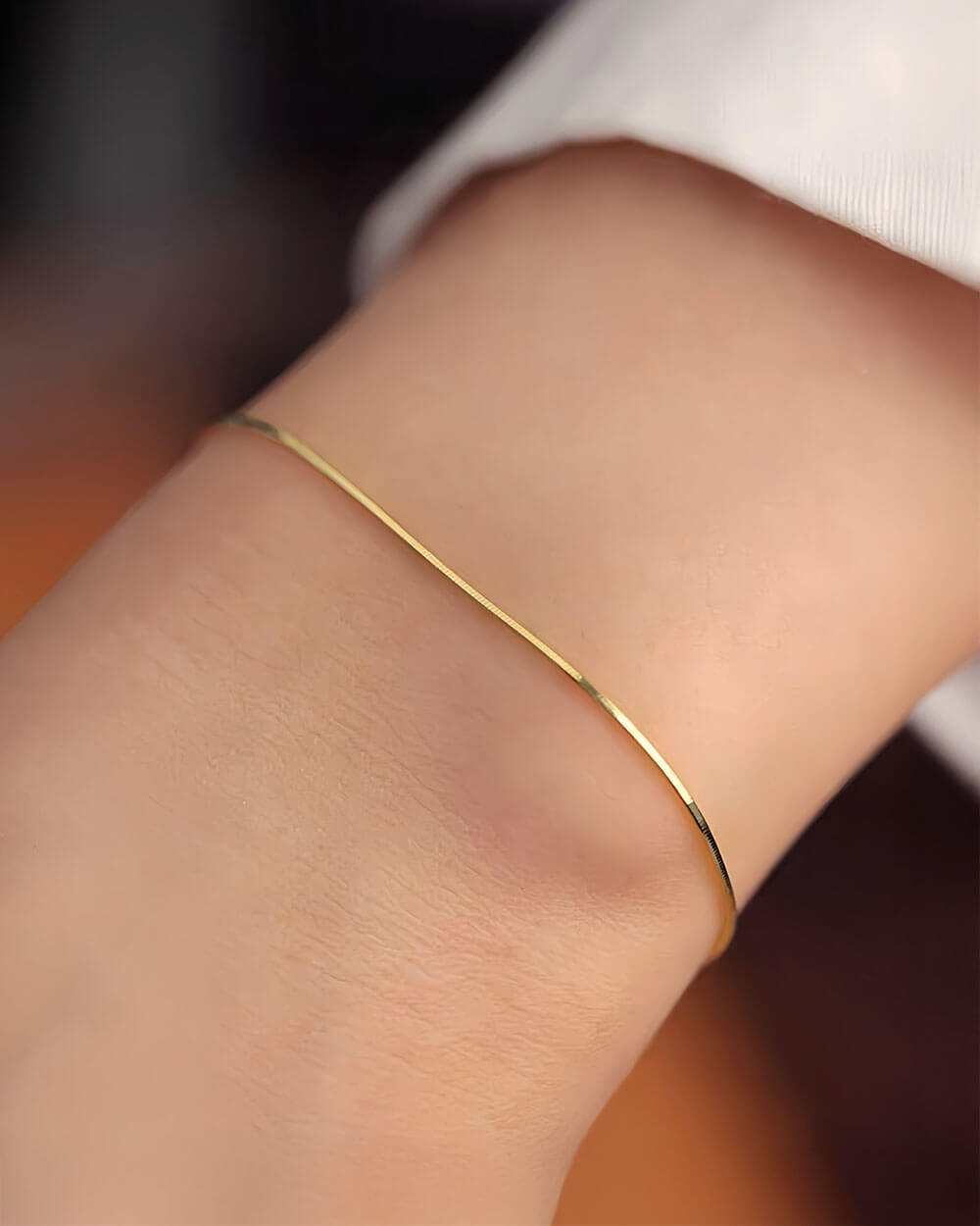 Serein Line – Bezel Diamond Snake Chain Bracelet