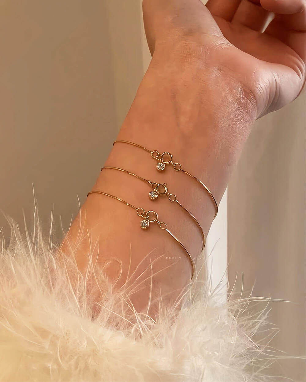 Serein Line – Bezel Diamond Snake Chain Bracelet