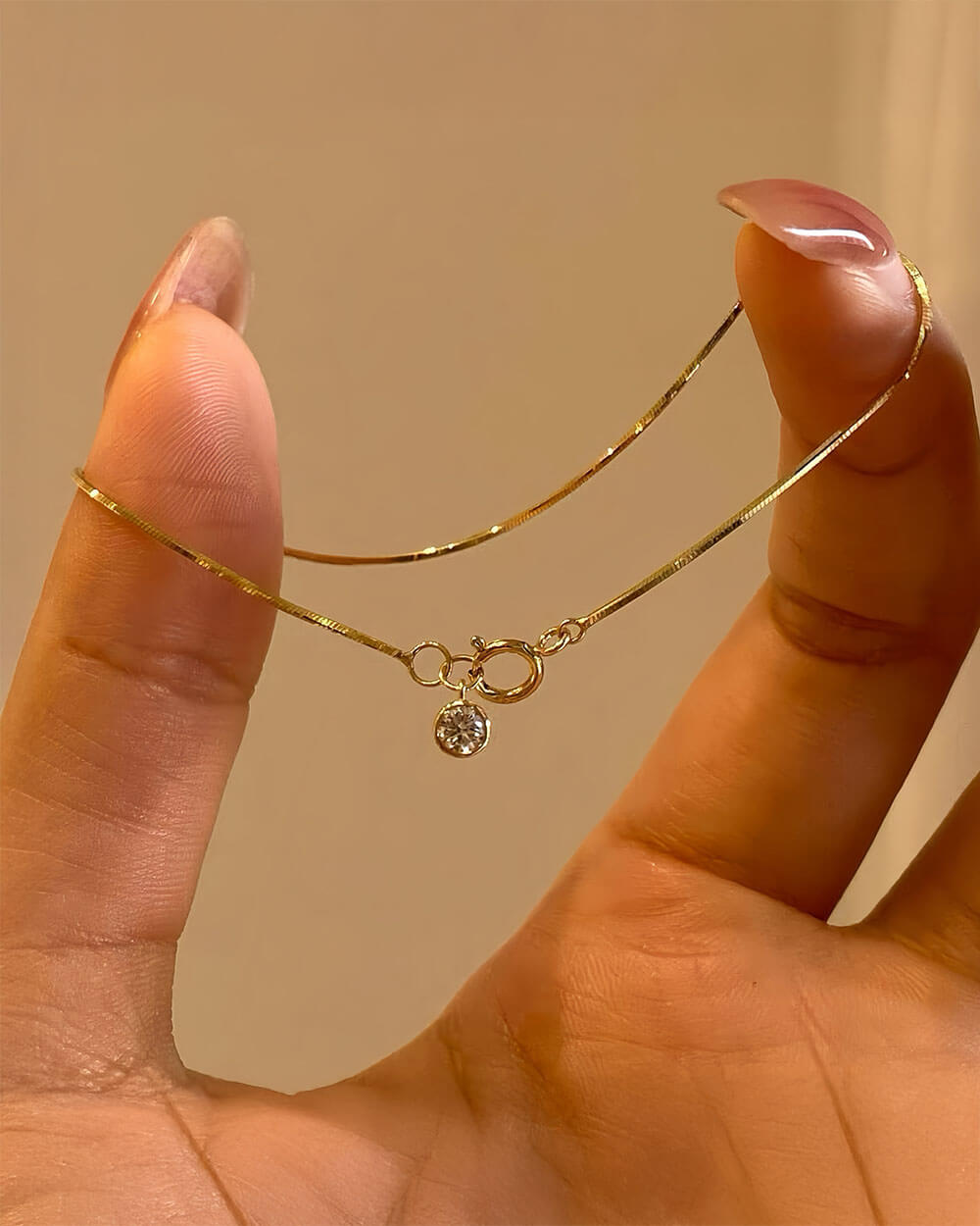 Serein Line – Bezel Diamond Snake Chain Bracelet