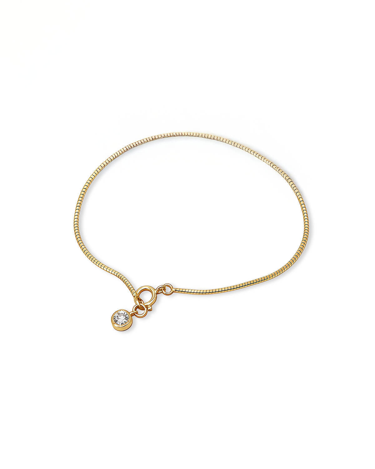 Gold Diamond Bracelet | 14K Bezel-Set Lab Diamond Snake Chain Bracelet