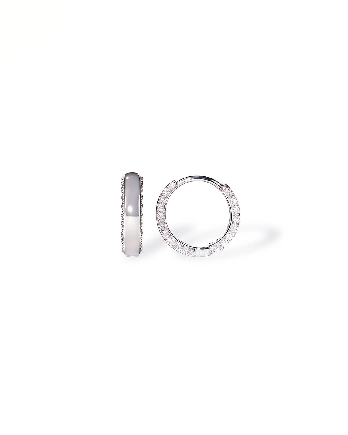 Halo Arc – Side Set Diamond Huggie Earrings