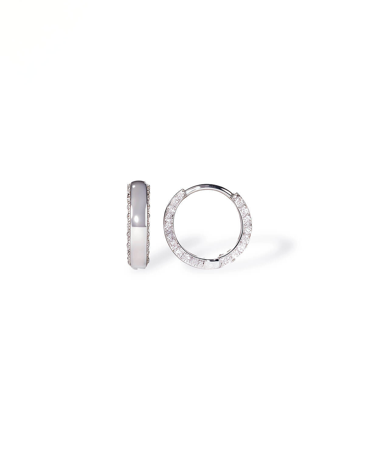 Halo Arc – Side Set Diamond Huggie Earrings