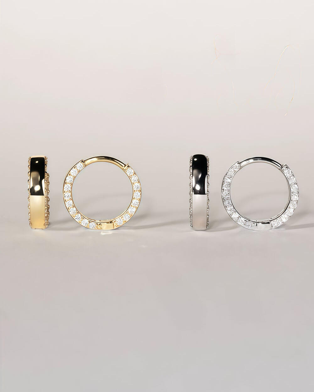 Halo Arc – Side Set Diamond Huggie Earrings