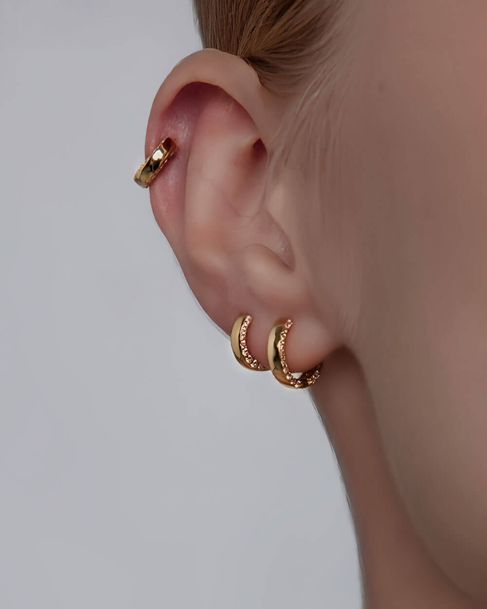 Halo Arc – Side Set Diamond Huggie Earrings