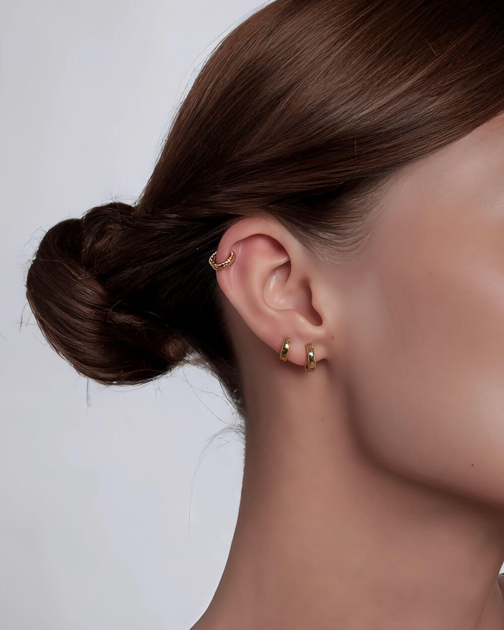 Halo Arc – Side Set Diamond Huggie Earrings