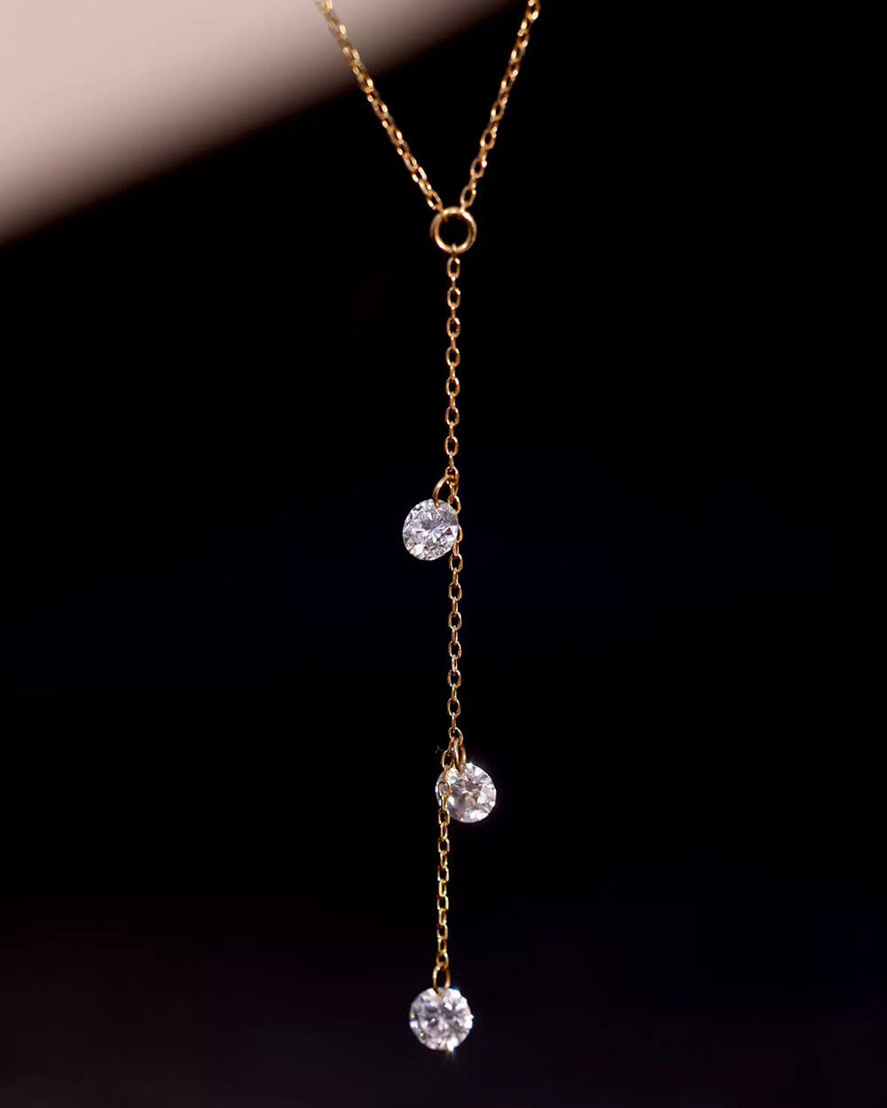 Lina Drop – Long Trio Diamond Necklace
