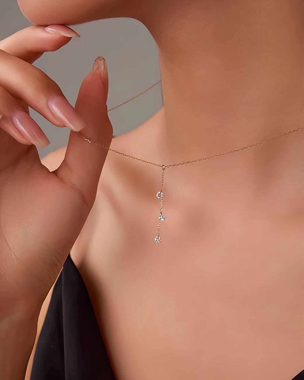 Lina Drop – Long Trio Diamond Necklace