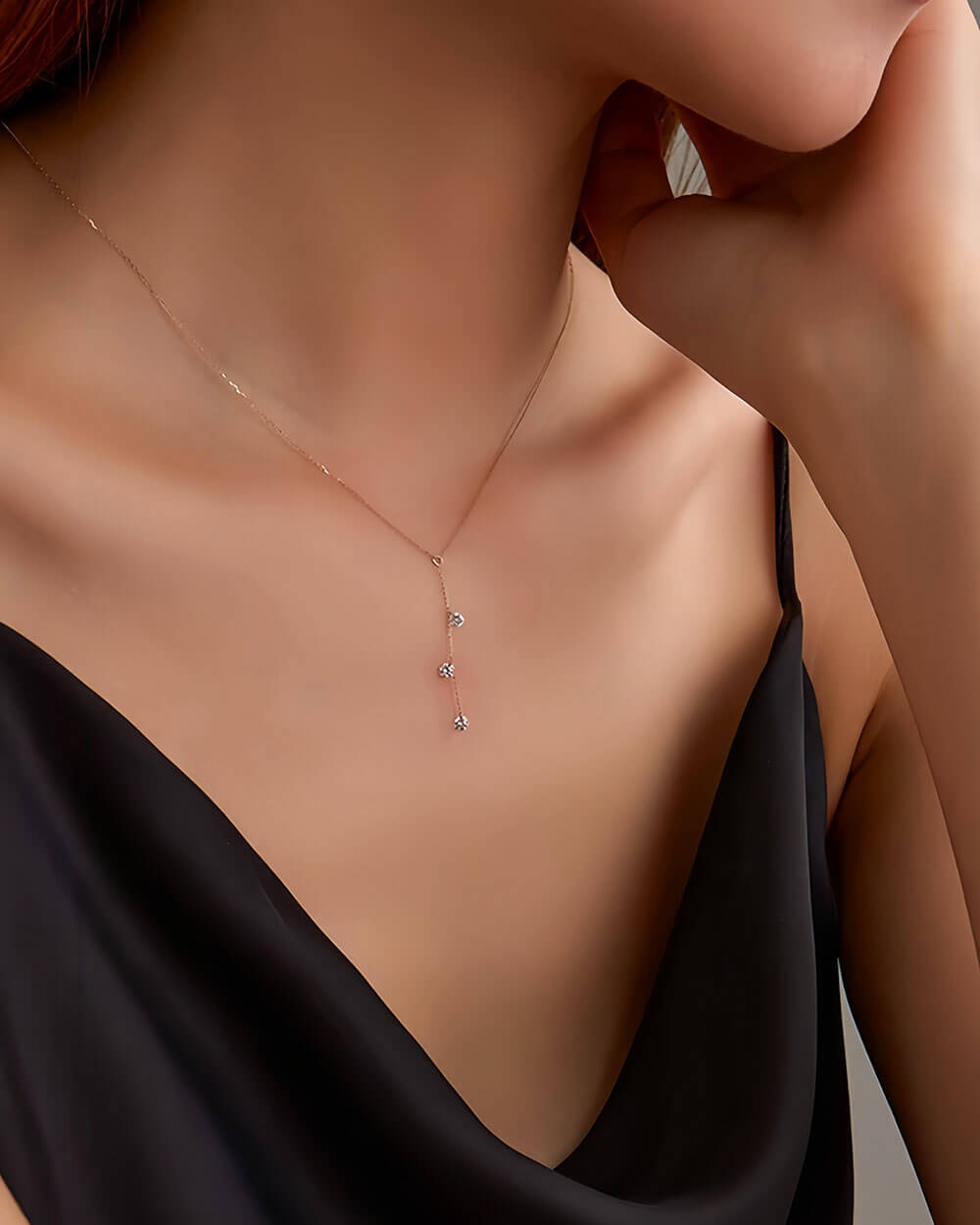 Lina Drop – Long Trio Diamond Necklace