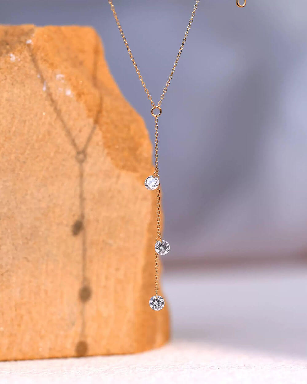 Lina Drop – Long Trio Diamond Necklace