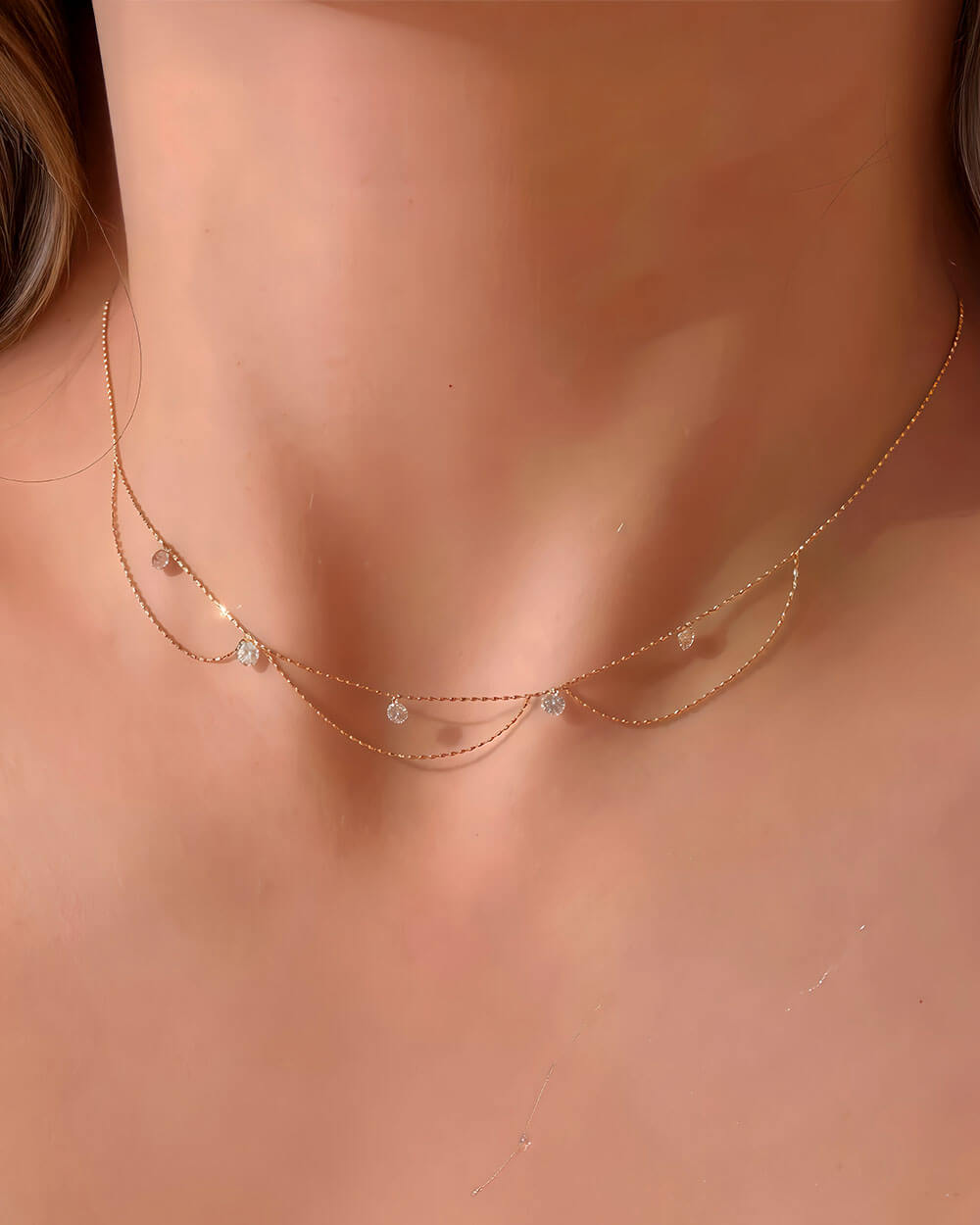 Celeste Drape – Five Diamond Beaded Necklace