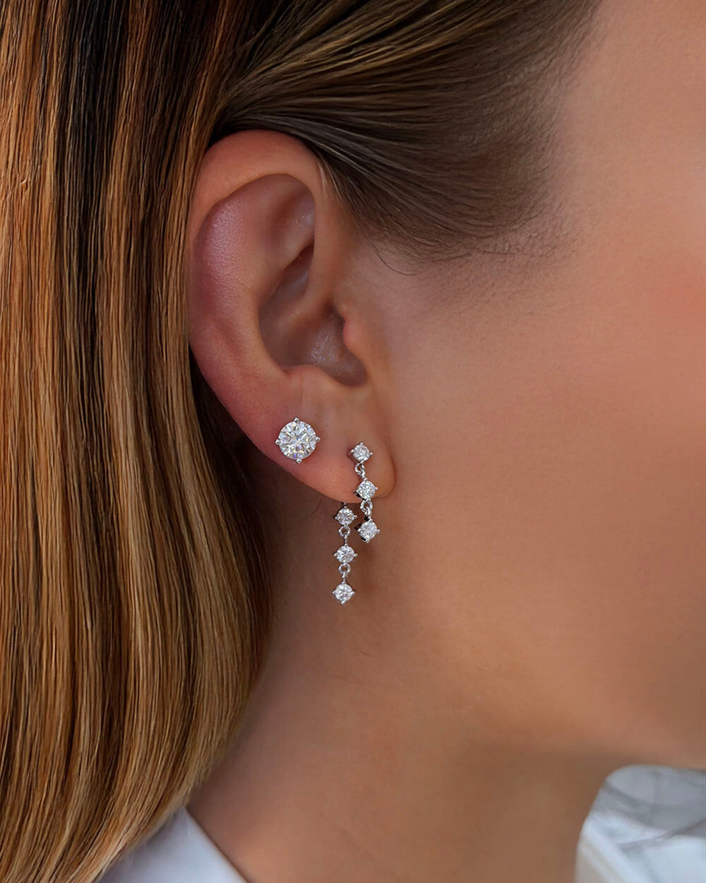 Lumi Cascade – Front Back Diamond Drop Earrings