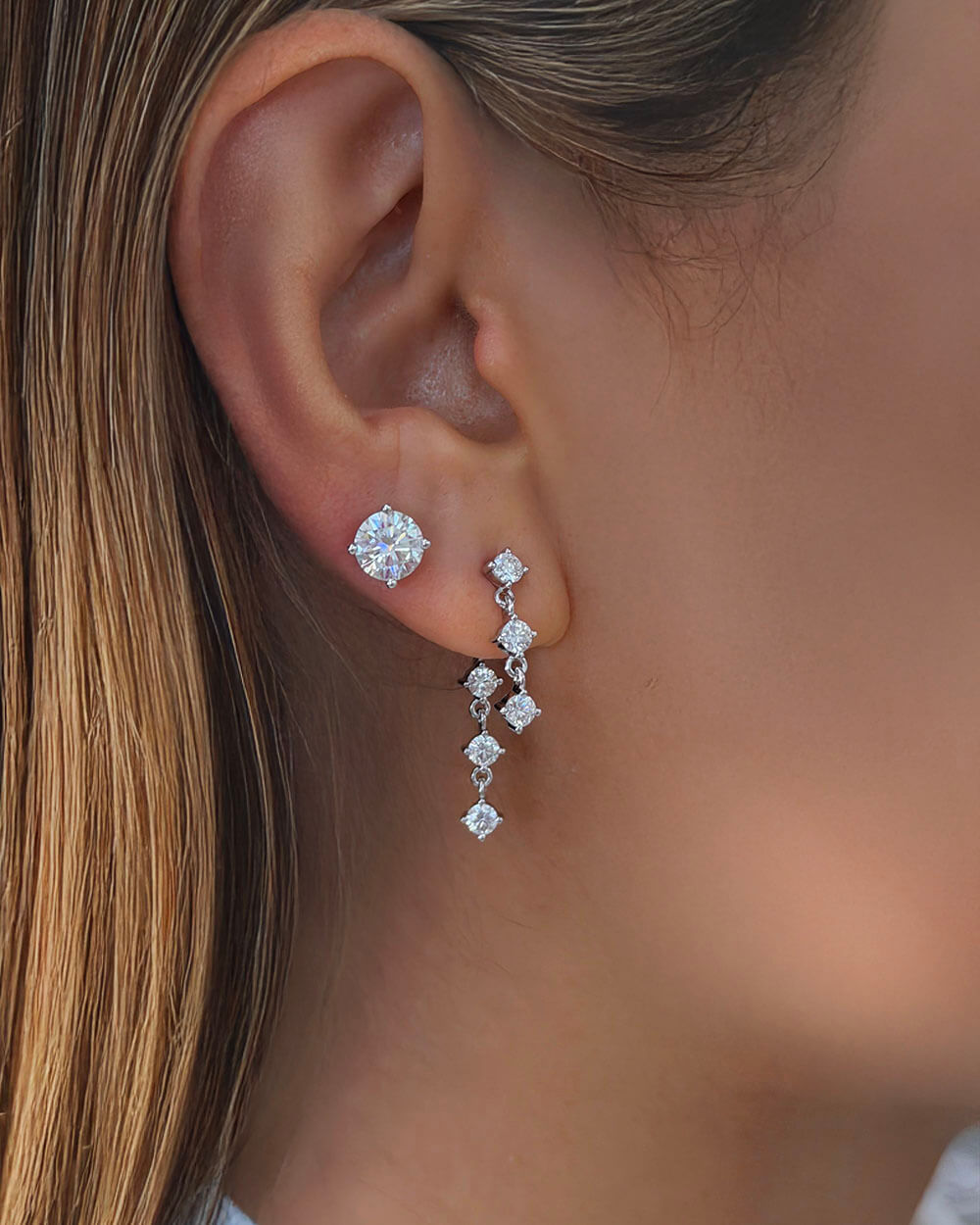 Lumi Cascade – Front Back Diamond Drop Earrings