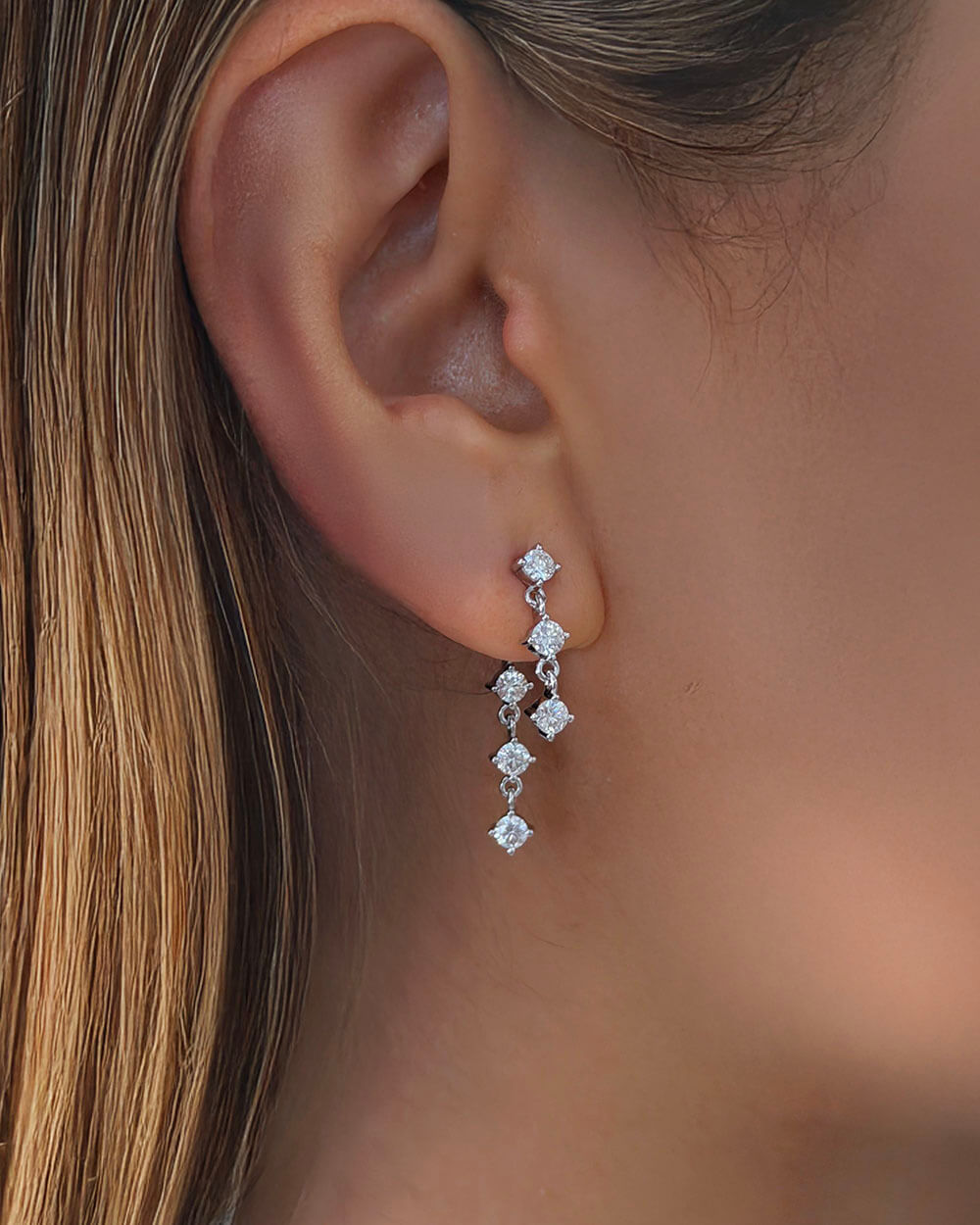 Lumi Cascade – Front Back Diamond Drop Earrings