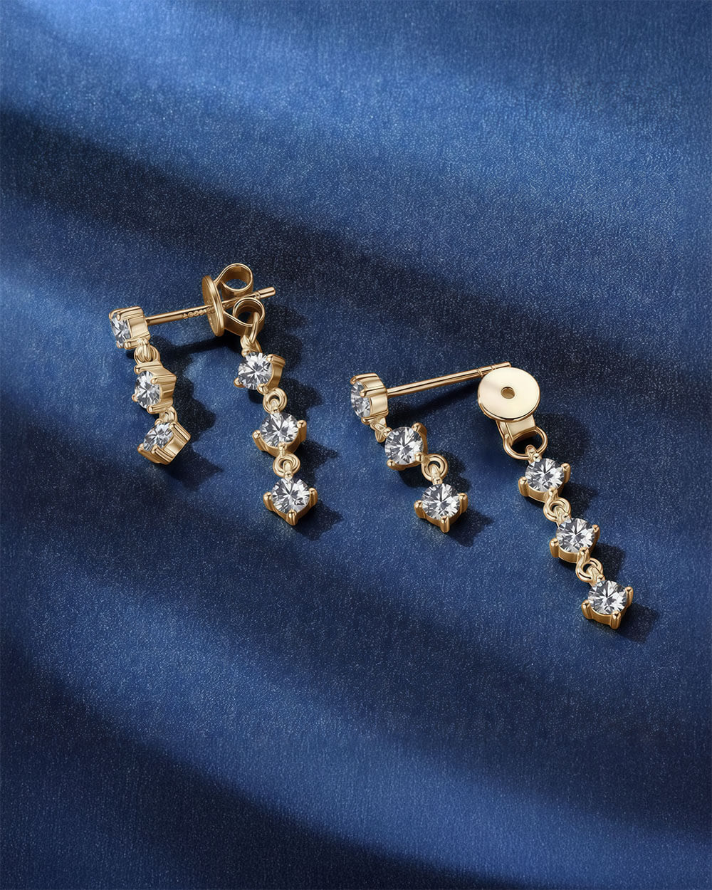 Lumi Cascade – Front Back Diamond Drop Earrings
