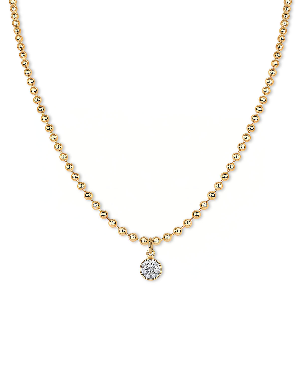 Solitaire Diamond Necklace | Lab Solitaire Diamond Beaded Necklace