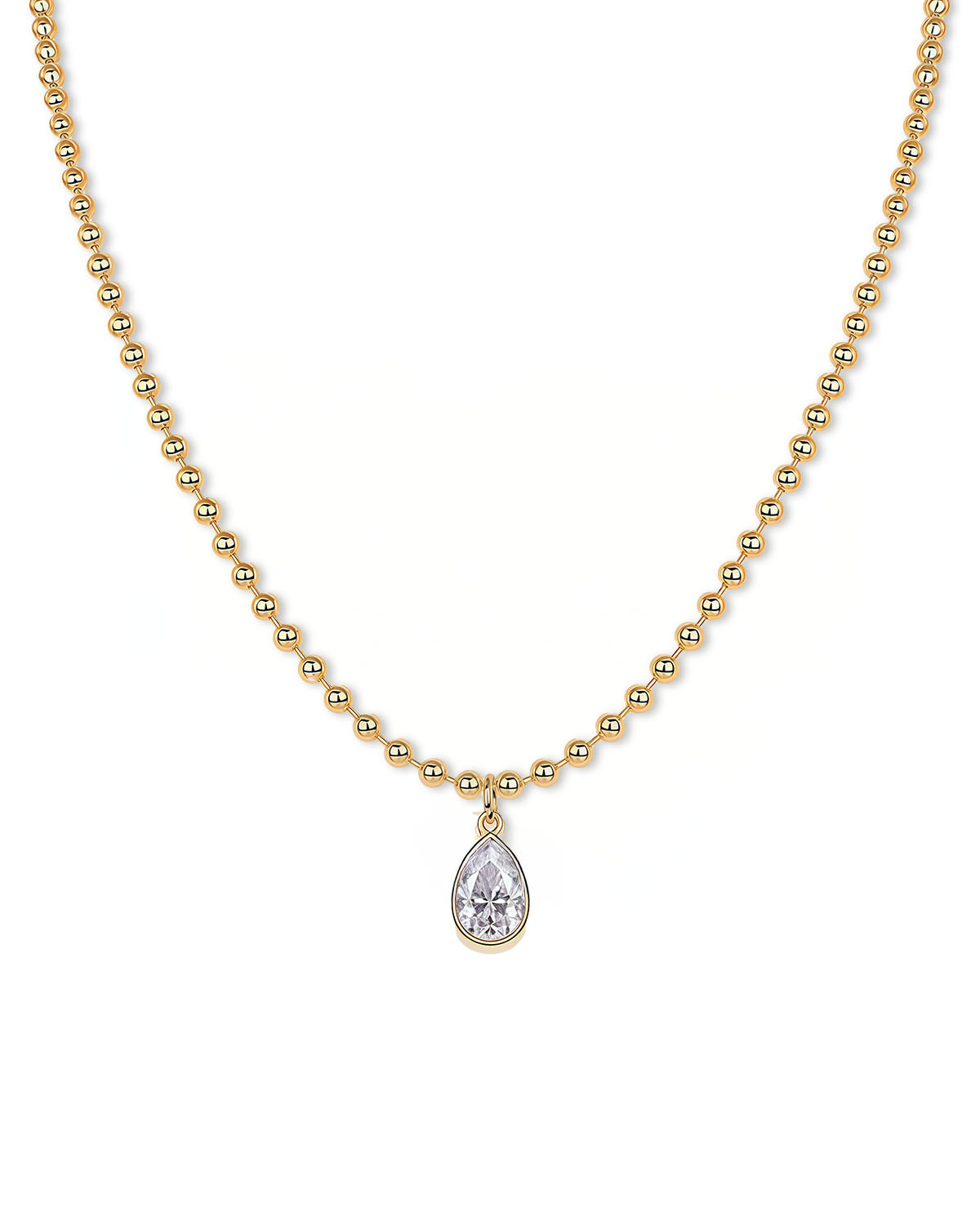 Serene Note – Lab Solitaire Diamond Beaded Necklace
