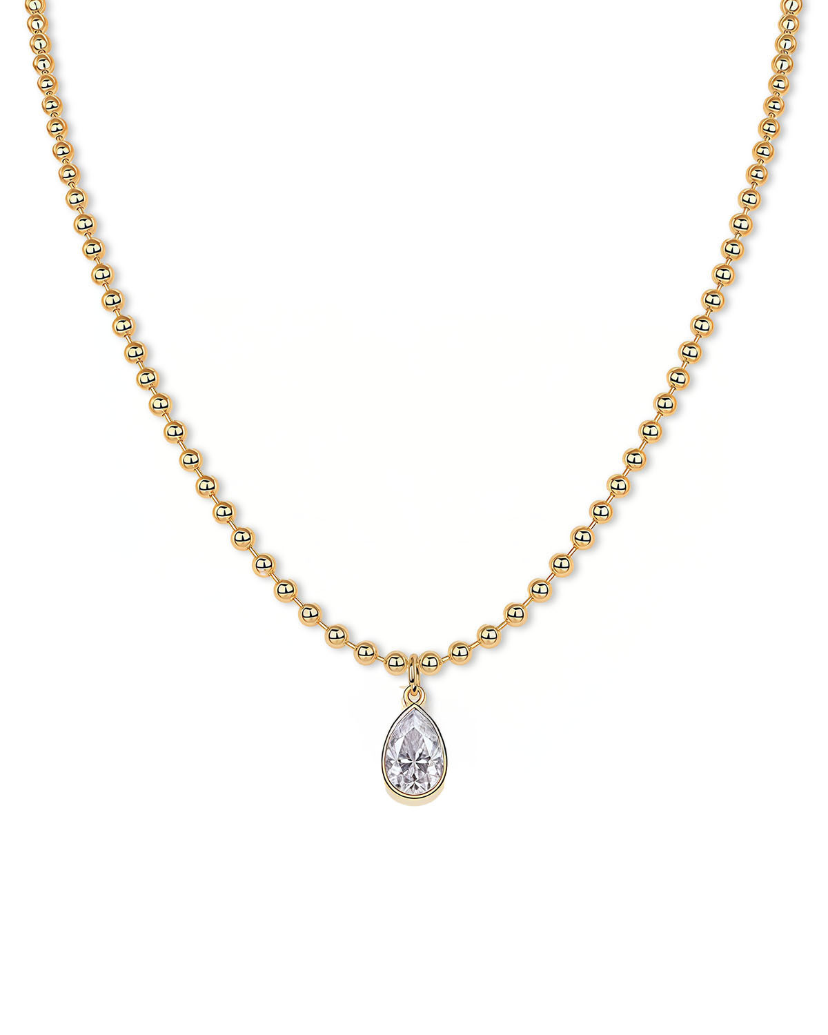 Serene Note – Lab Solitaire Diamond Beaded Necklace