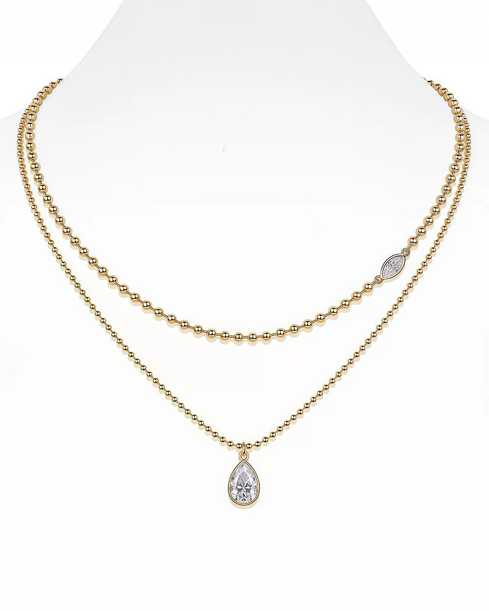 Serene Note – Lab Solitaire Diamond Beaded Necklace