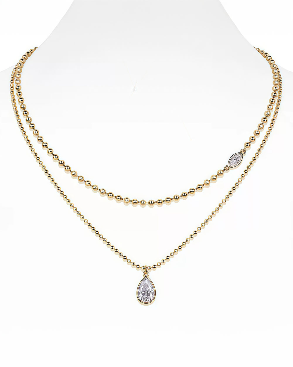 Serene Note – Lab Solitaire Diamond Beaded Necklace