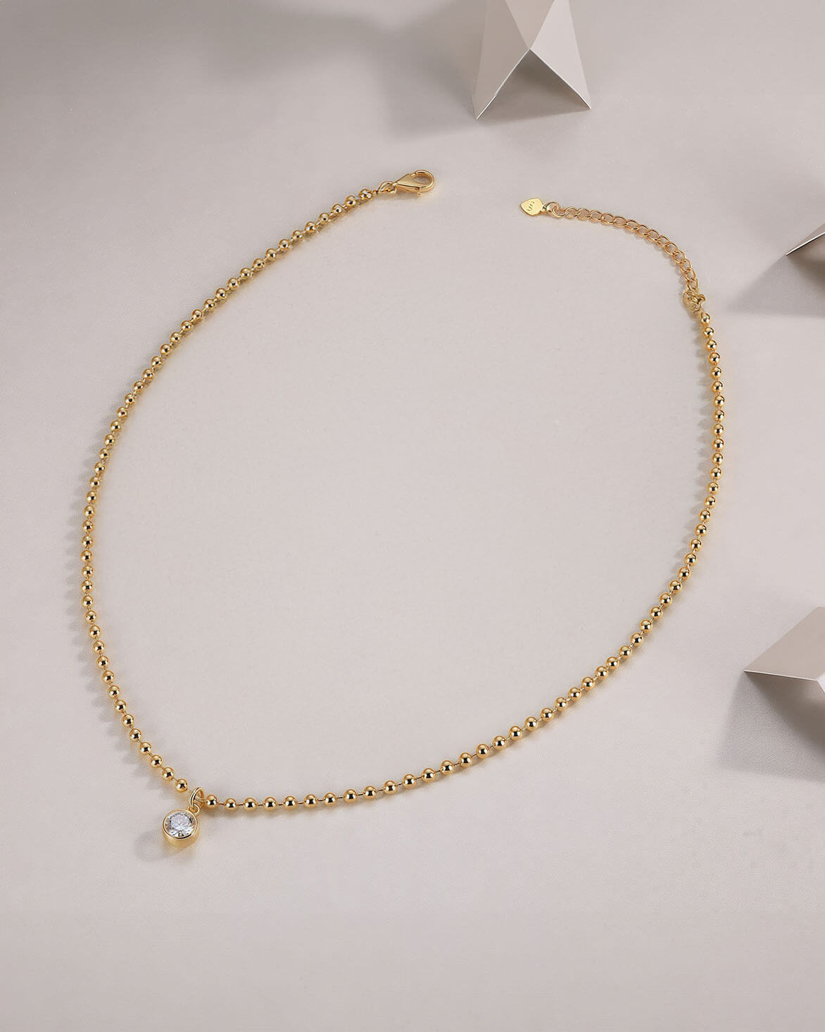 Serene Note – Lab Solitaire Diamond Beaded Necklace